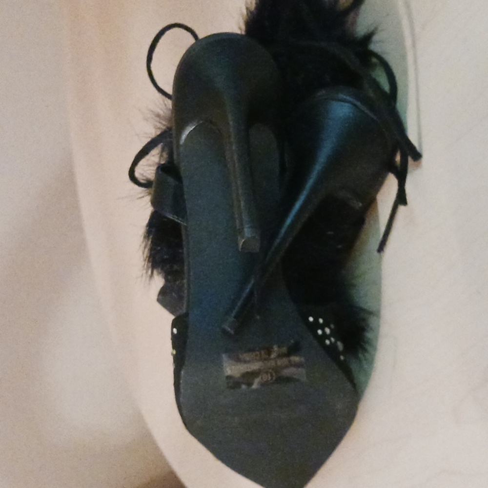 Fur Wrap Rhinestone Heels - Picture 10 of 11